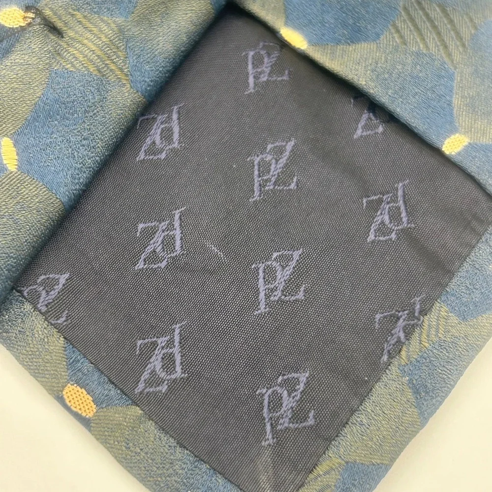 Pal Zileri Mens Silk Tie Blue Green Geometric Abstract Made in Italy Luxury